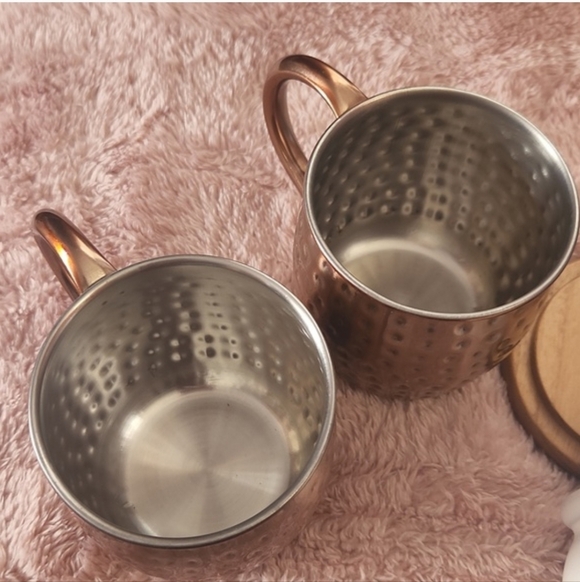 New Hearth & Hand Stoneware Honey Pot Two Moscow Mule Cups Copper - Picture 7 of 10